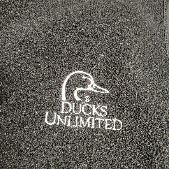 Ducks Unlimited Mens XL Black Fleece Vest Outdoor Full Zip Pocket Hunting Casual - Picture 2 of 7
